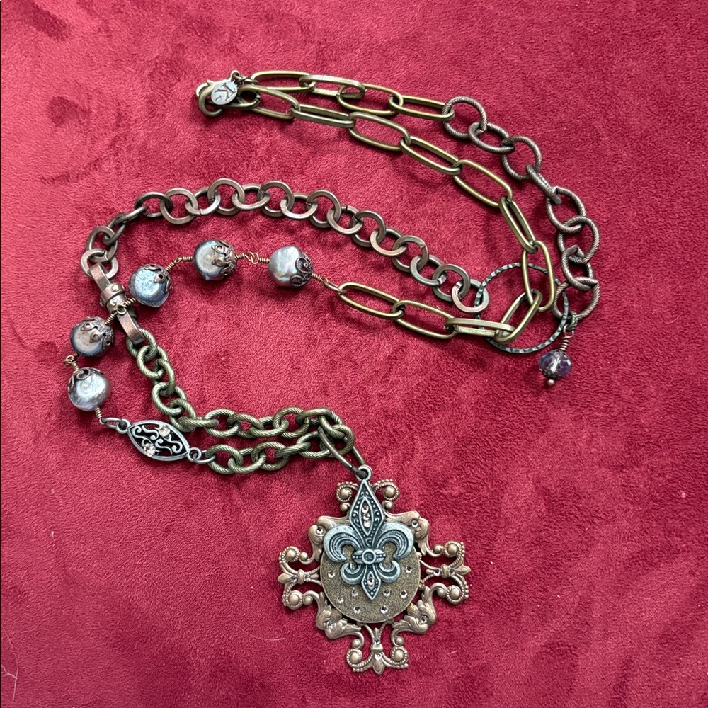 Boho Vintage Antique Gold and Silver Pendant Necklace